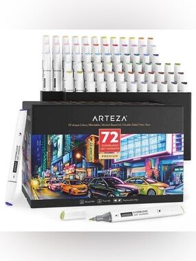 Arteza Professional EverBlend Dual Tip Ultra Artist Brush Sketch 72 Markers Set